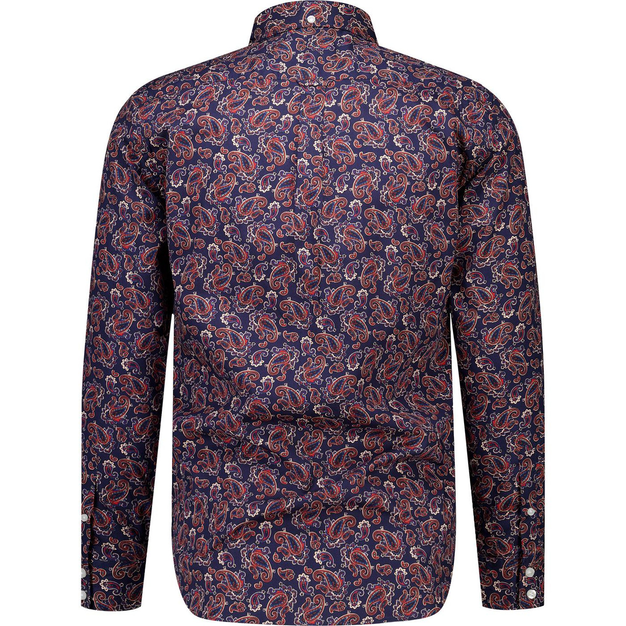 Lambretta Men's Retro 60s Long Sleeve Paisley Shirt in Navy