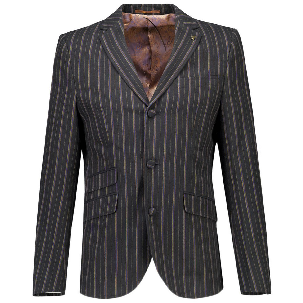 ジャケット・アウター 50~60s Stripes Tailored Jacket vintage Gabicci Vintage 60s Mod Henley Stripe Boating Blazer Jacket in Black