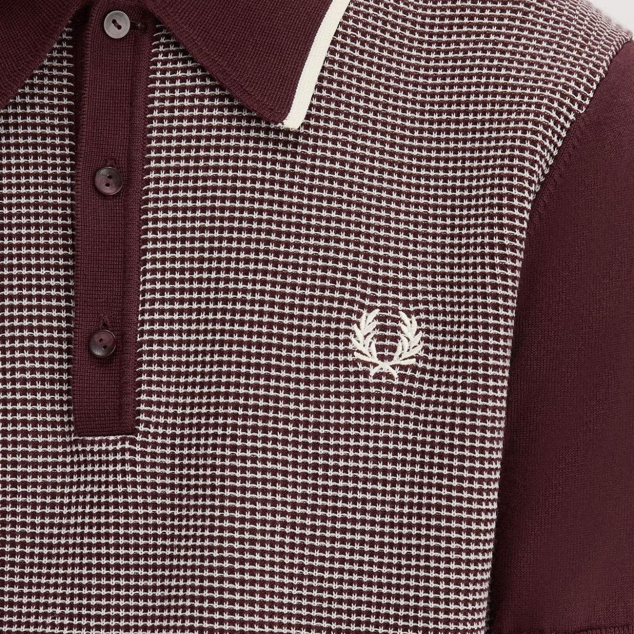 Fred Perry Tonic Waffle Knitted Polo Shirt in Oxblood