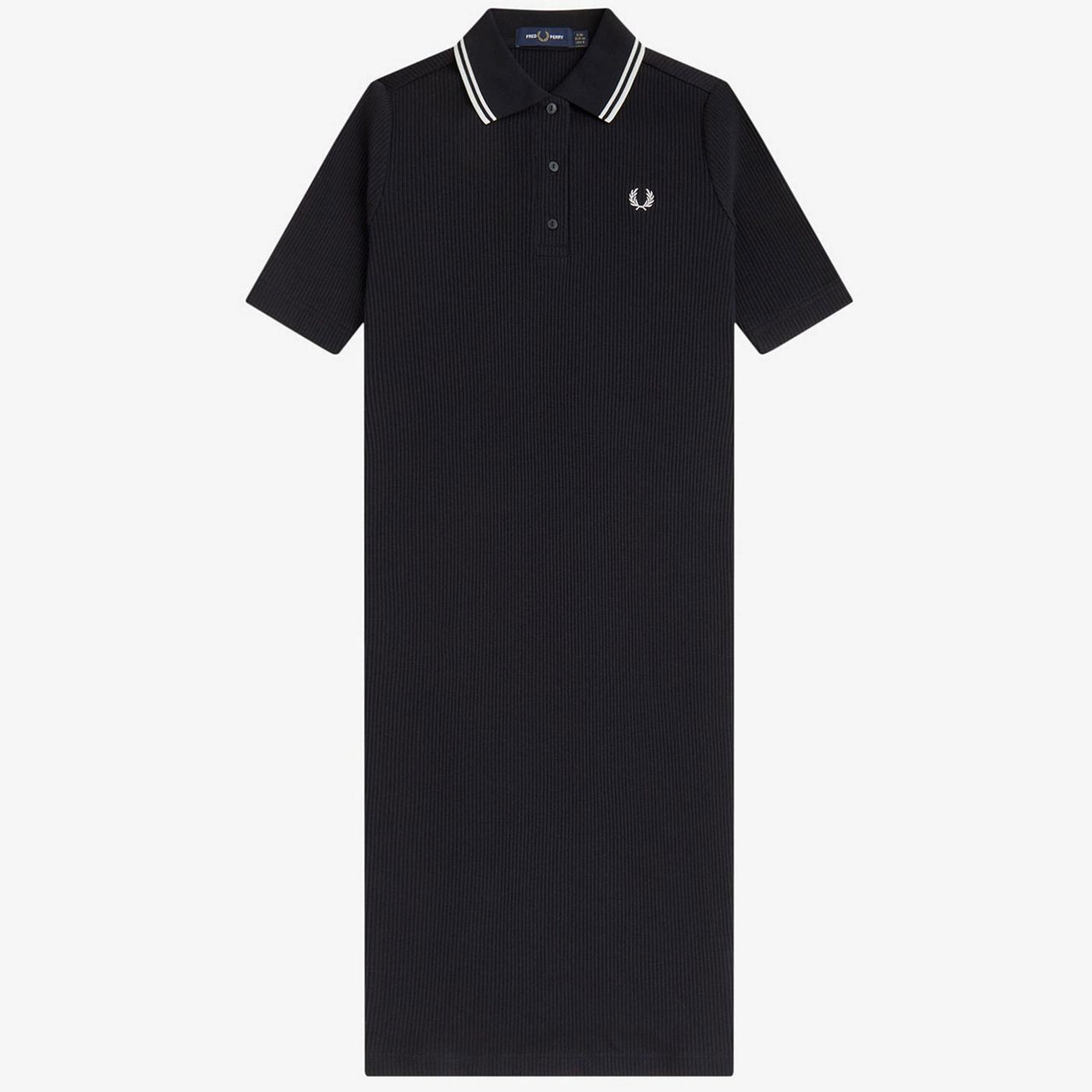 ゆ*読様 FRED PERRY Twin Tipped Ribbed Polo Fred Perry Mod Twin Tipped Ribbed Polo Dress in Black with White
