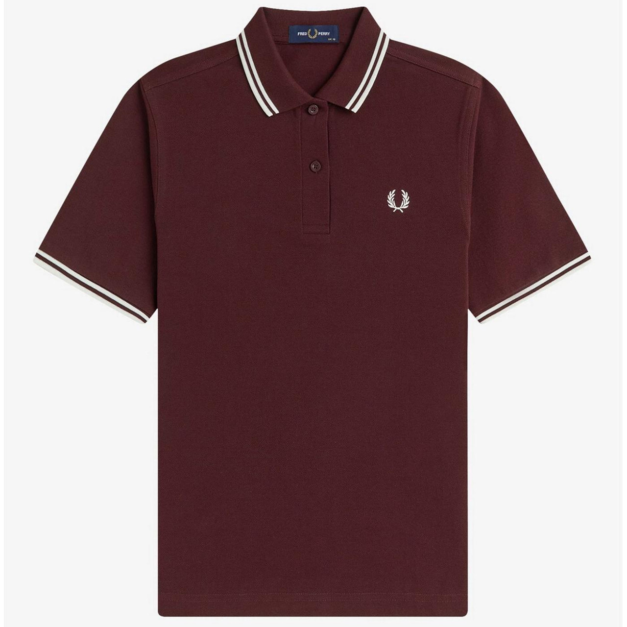 Fred Perry G3600 Retro Twin Tipped Polo Shirt in Oxblood/White