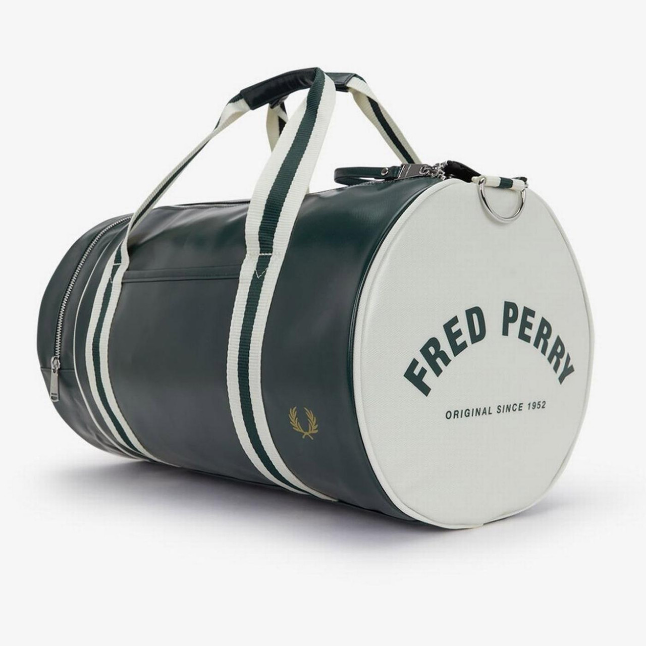 Fred Perry Classic Retro Sports Barrel Bag in Grassroots Green