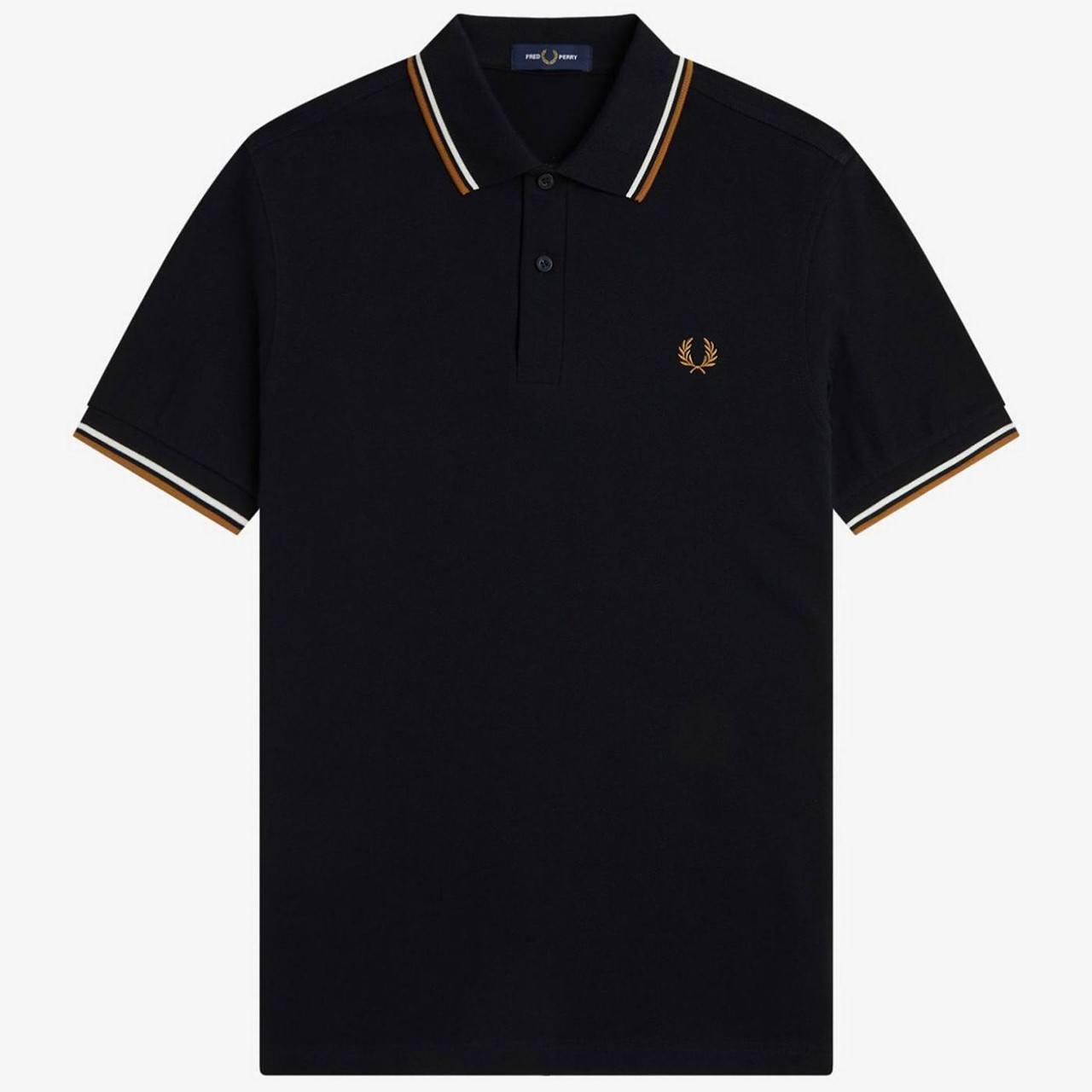 Fred Perry M3600 Men's Twin Tipped Polo Shirt in Black/Ecru/Dark