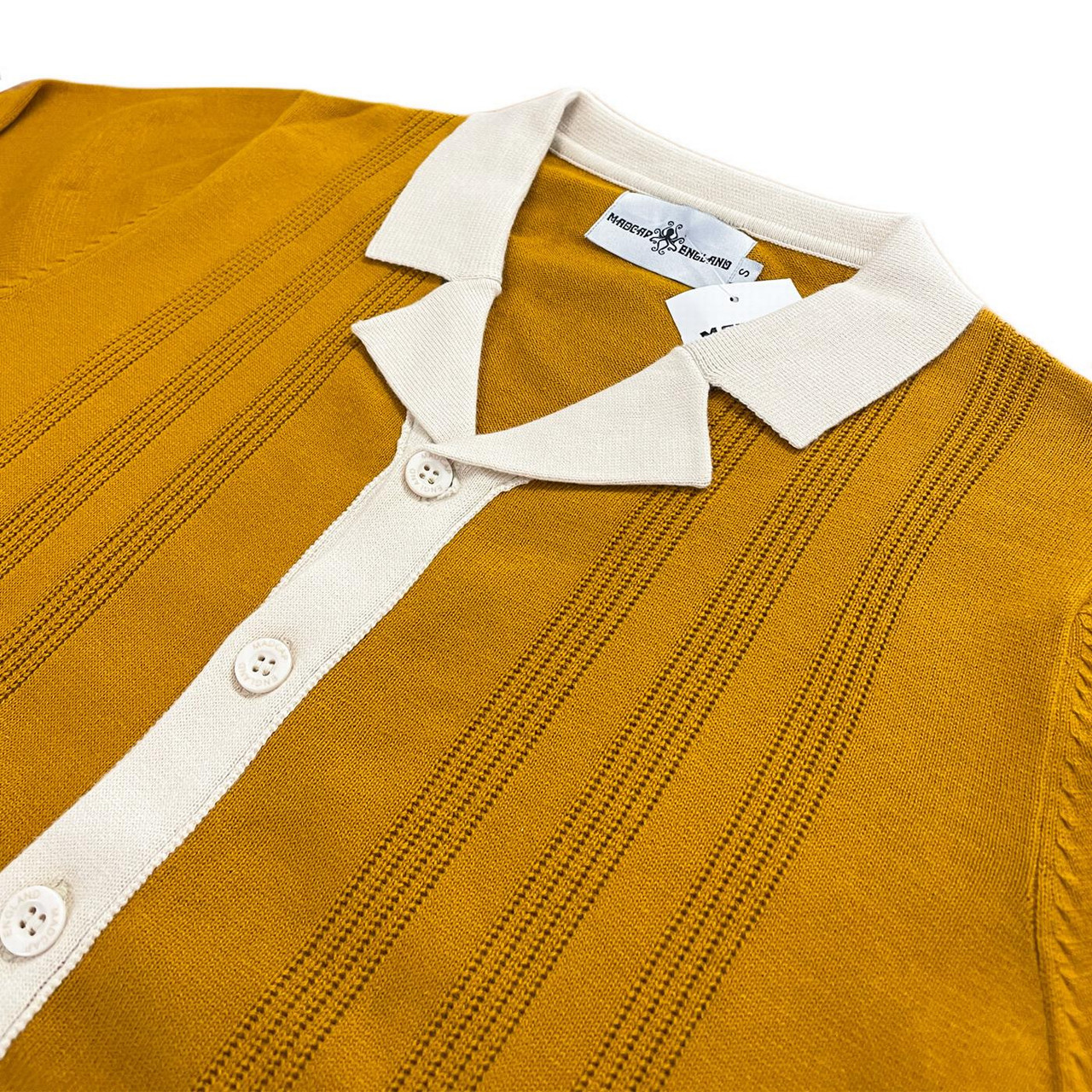 Madcap England Riviera 50s Revere Collar Knit Shirt in Buckthorn