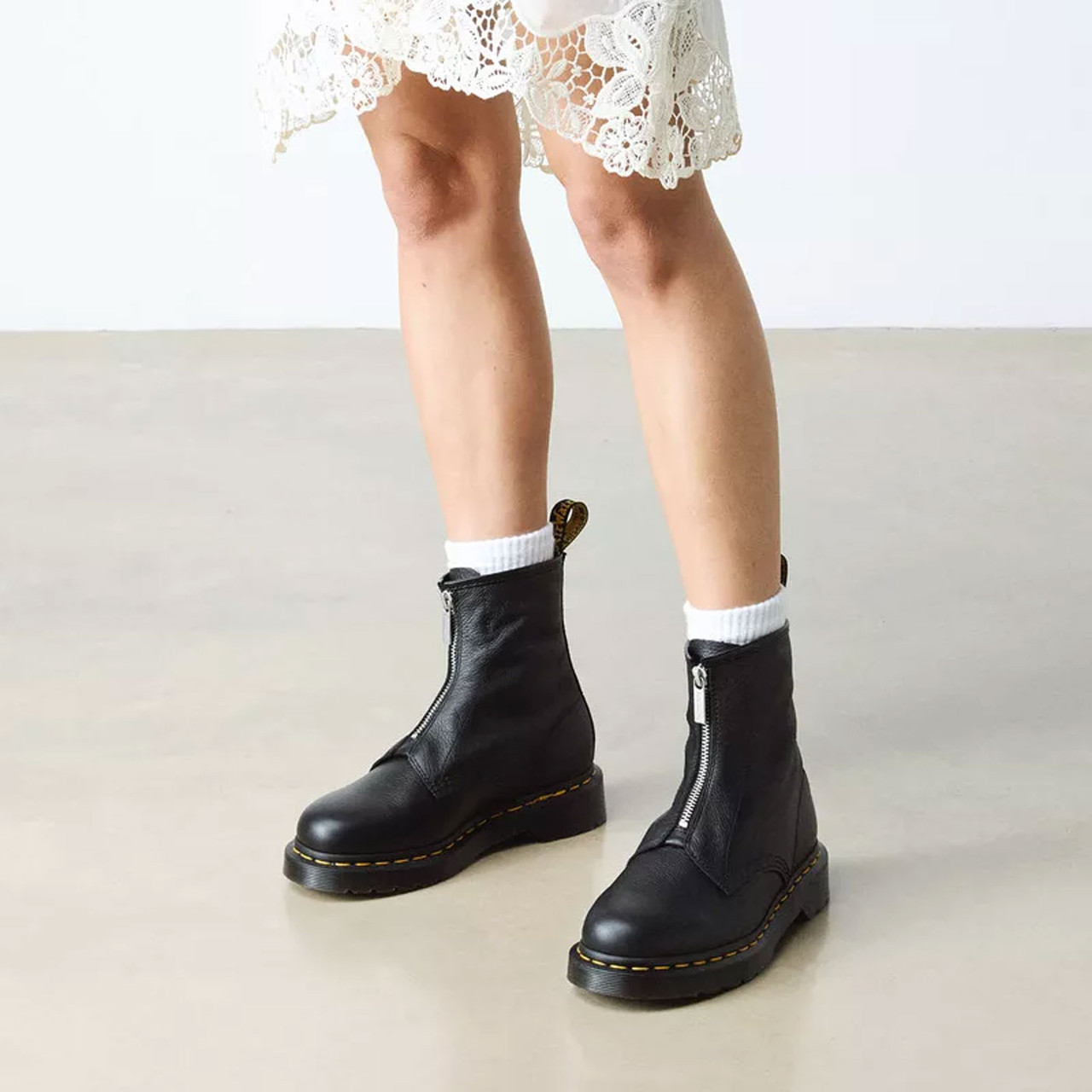 Dr Martens Women's 1460 Soft Leather Zip Up Boots in Black