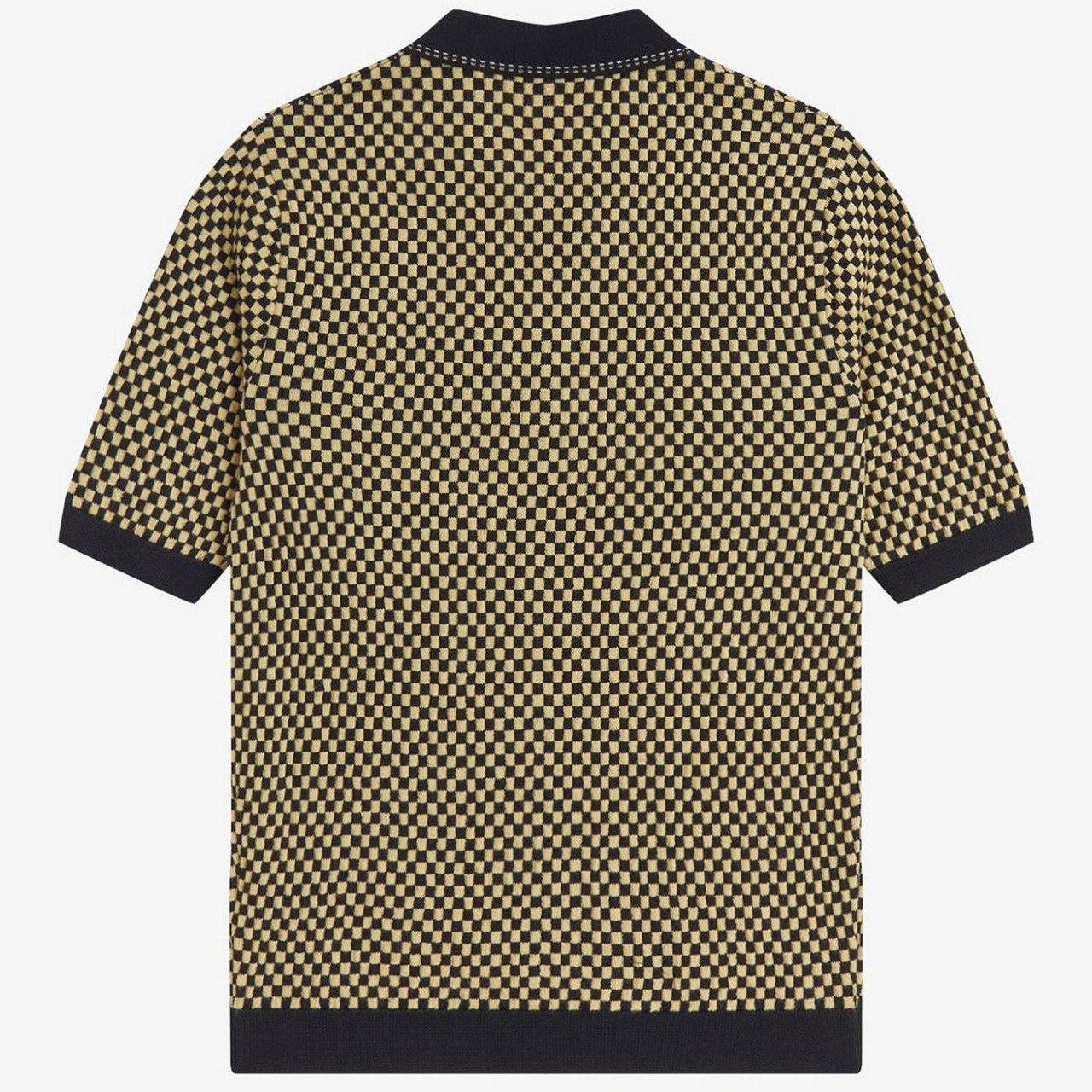 Fred Perry Women's Chequerboard Knit Polo in Black/Champagne