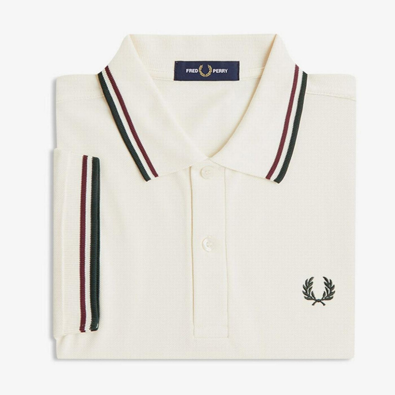 Fred Perry M3600 Twin Tipped Polo in Ecru/Oxblood