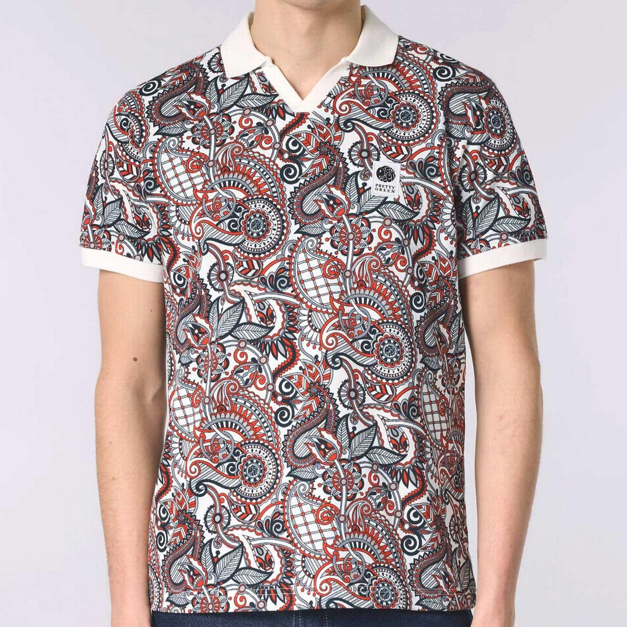 Pretty Green Resonance Men's Retro Mod Paisley Polo