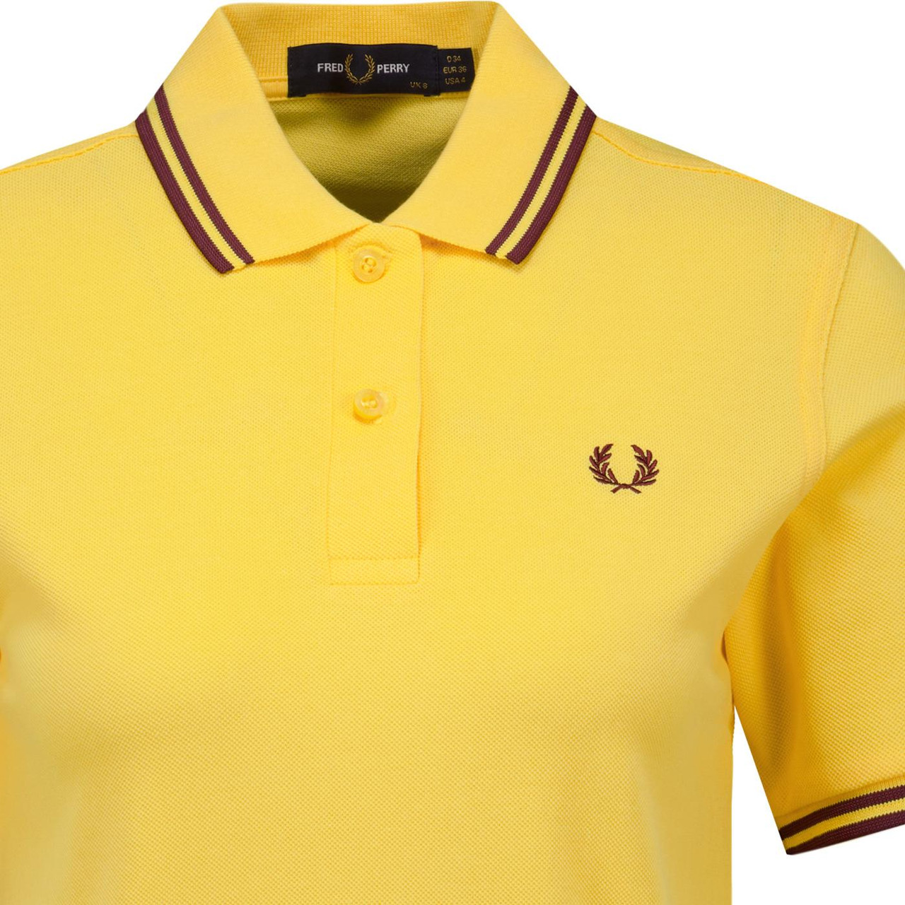 FRED PERRY G3600 Retro Mod Twin Tipped Polo in Lemon Barley/Oxblood