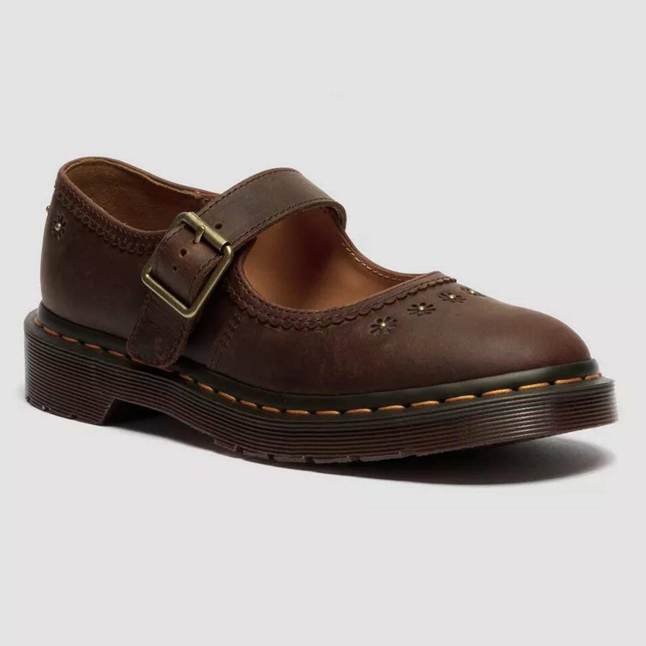 Dr Martens Mary Jane Retro 70s Flower Grizzly Leather Shoes