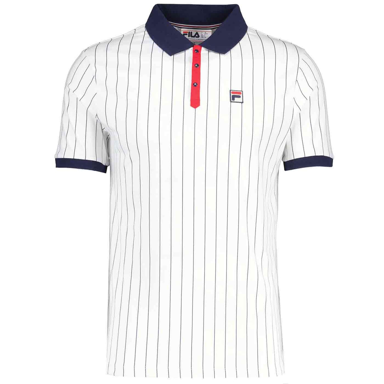 Fila Vintage BB1 Pin-Striped Borg Polo Shirt in White