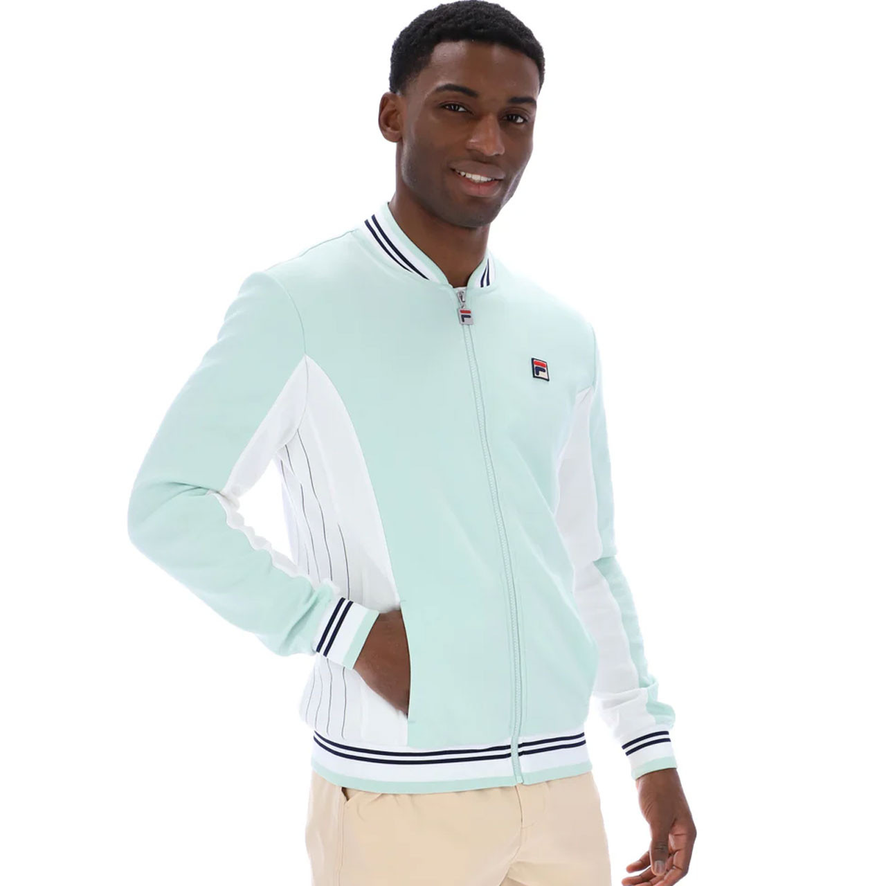 Fila Vintage Settanta Men's Bomber Track Jacket in Surf Spray Green