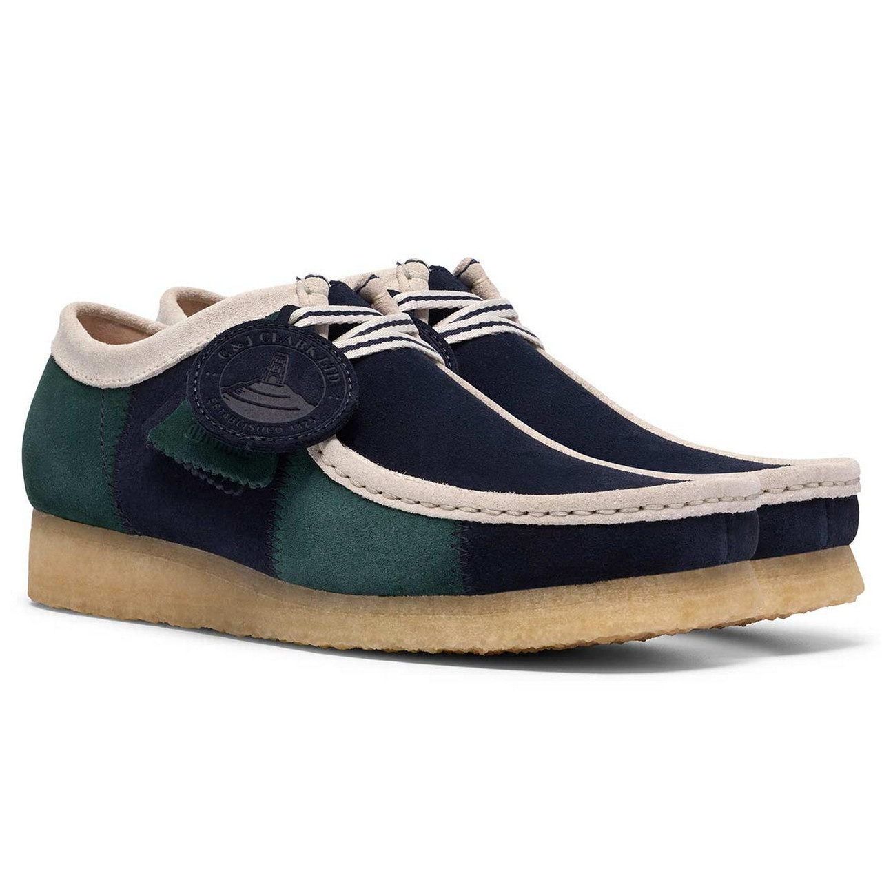 Clarks Originals Wallabee Stripe Suede Shoes in Blue/Green