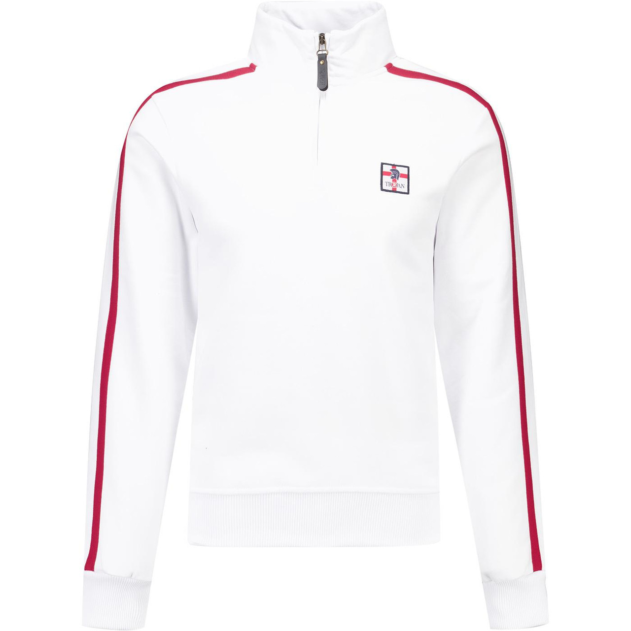 Trojan Quarter Zip St George Flag Sweatshirt in White