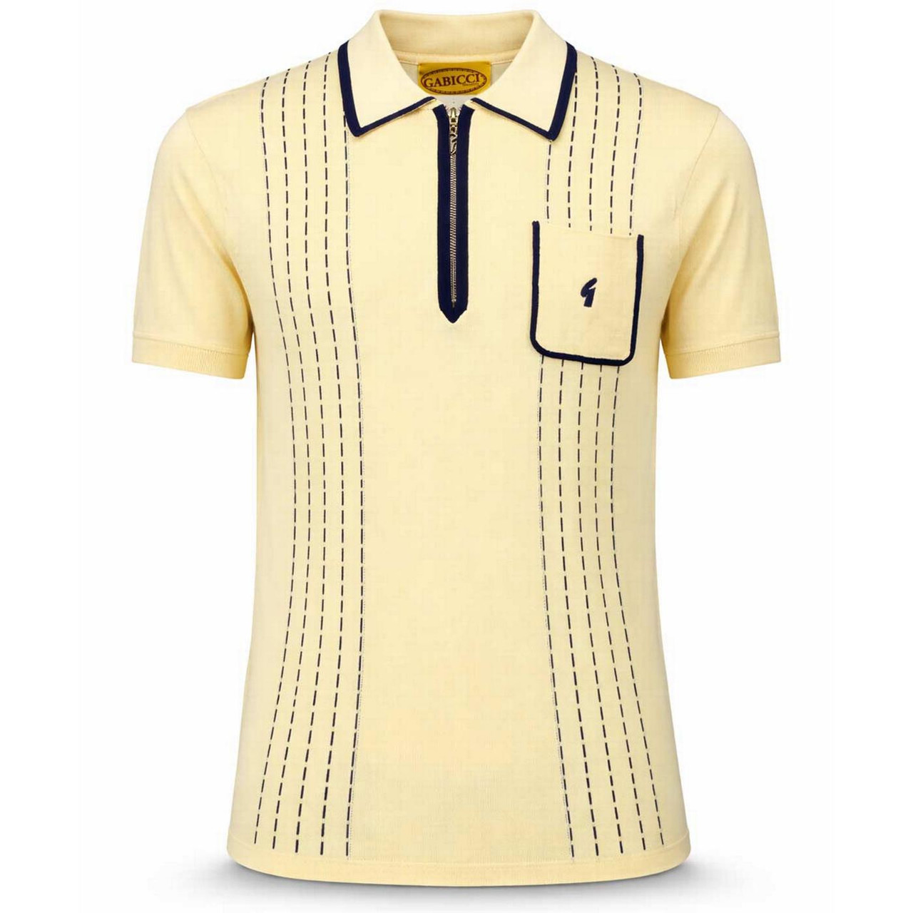 Gabicci Vintage Darron Archive Knitted Polo Shirt in Lemon