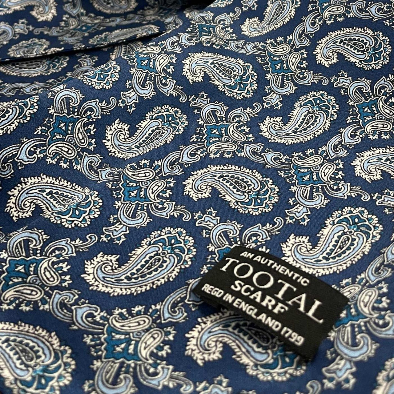60's TOOTAL SCARFストール　MODS blues dress Tootal Mod 60's Retro Target Fringed 100% Silk Scarf Blue