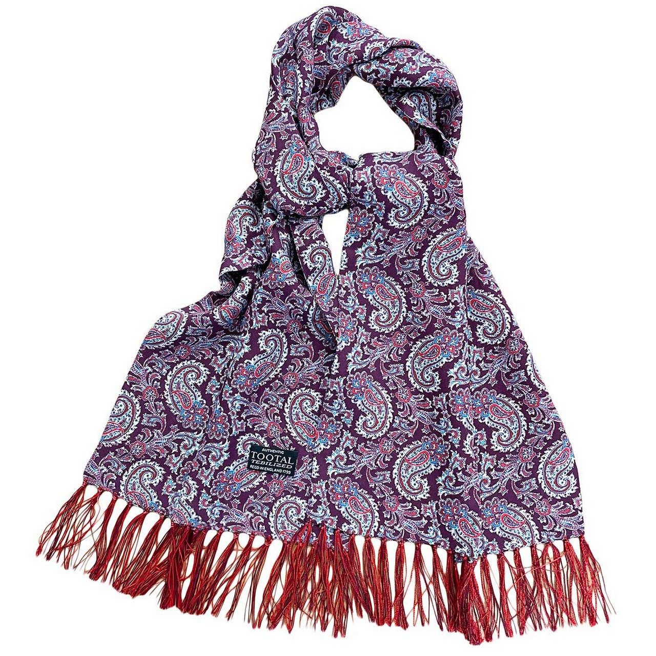 Tootal Paisley Rayon Retro Scarf in Burgundy/Blue