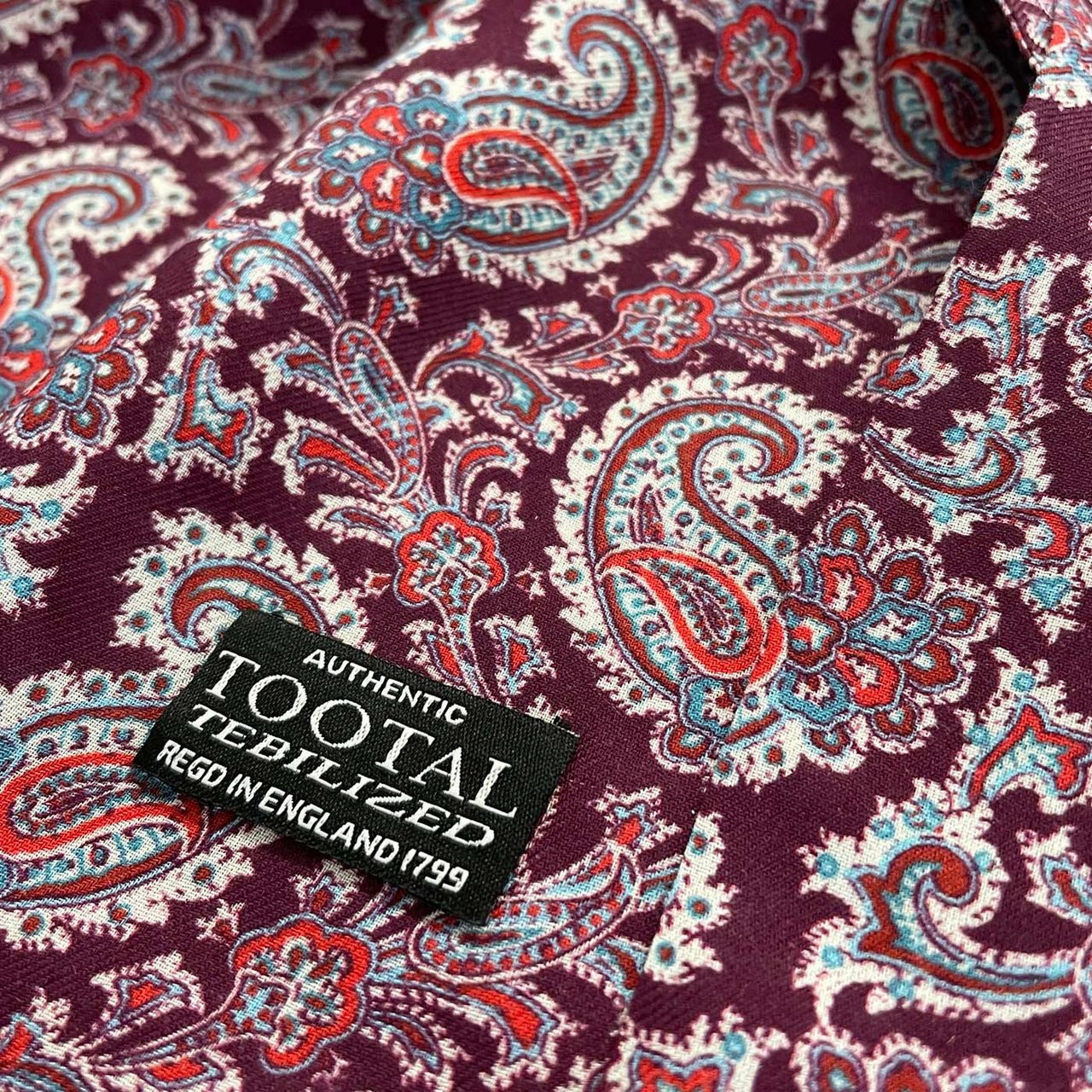 Tootal Paisley Rayon Retro Scarf in Burgundy/Blue
