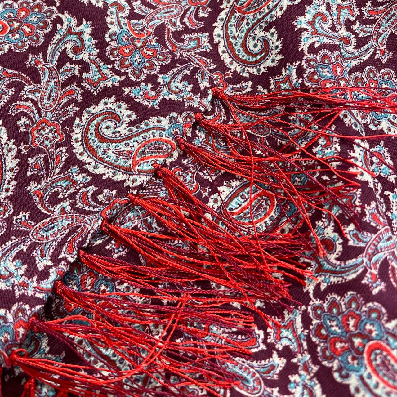 Tootal Paisley Rayon Retro Scarf in Burgundy/Blue