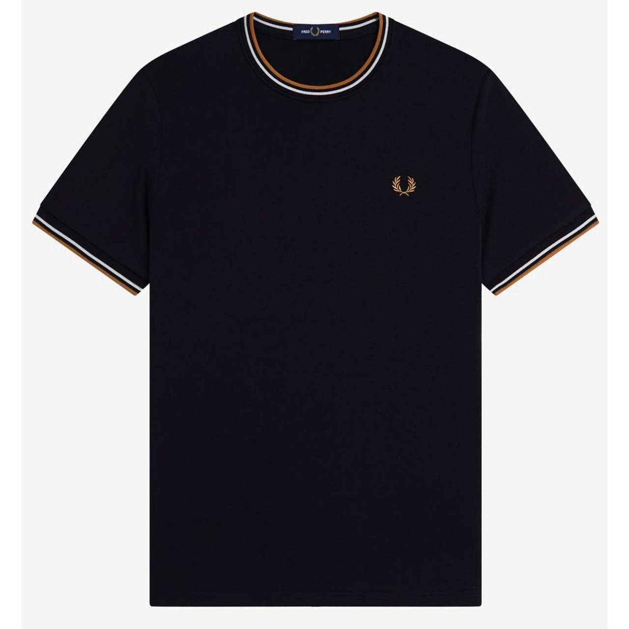 Fred Perry M1588 Men's Mod Twin Tipped T-Shirt in Black / Ecru