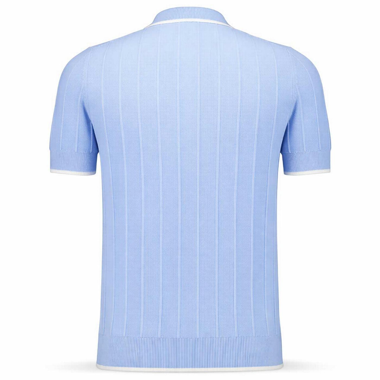 Lyle & Scott Tipped Knitted Polo Shirt in Chalk Blue
