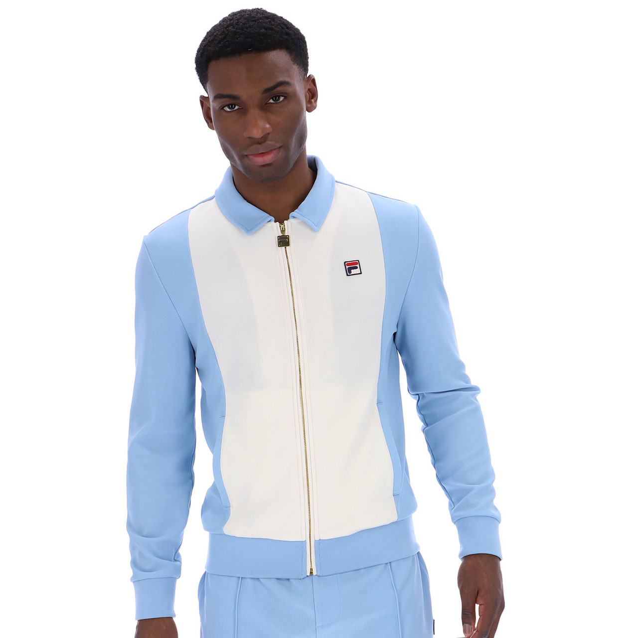 Fila Vintage Tommaso Colour Block Mod Track Jacket in Frozen Fjord
