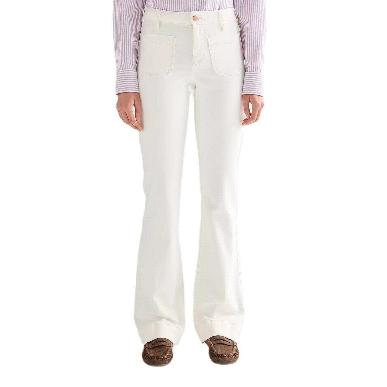 Wrangler Flare Retro 70s Lightweight Stretch Denim Jeans in Worn White