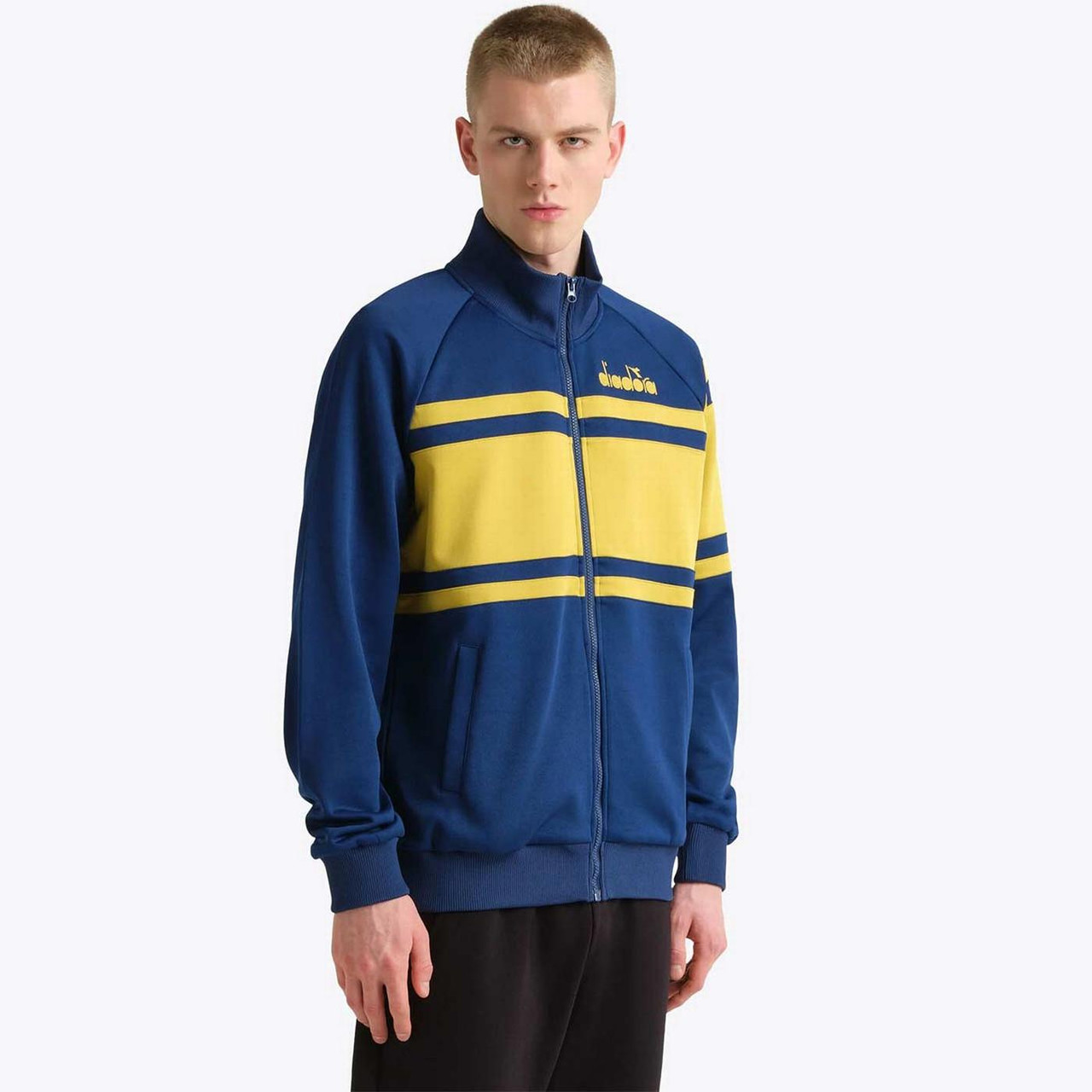 Diadora 80s Retro Colour Block Track Jacket in Navy/Peony