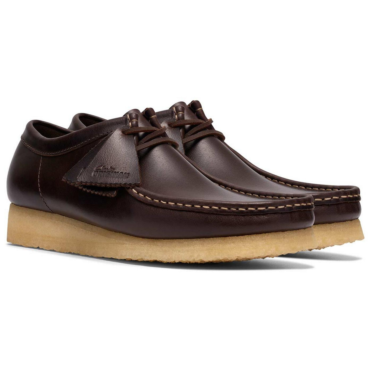 Clarks Originals Wallabee Leather Moccasin Shoes in Dark Brown