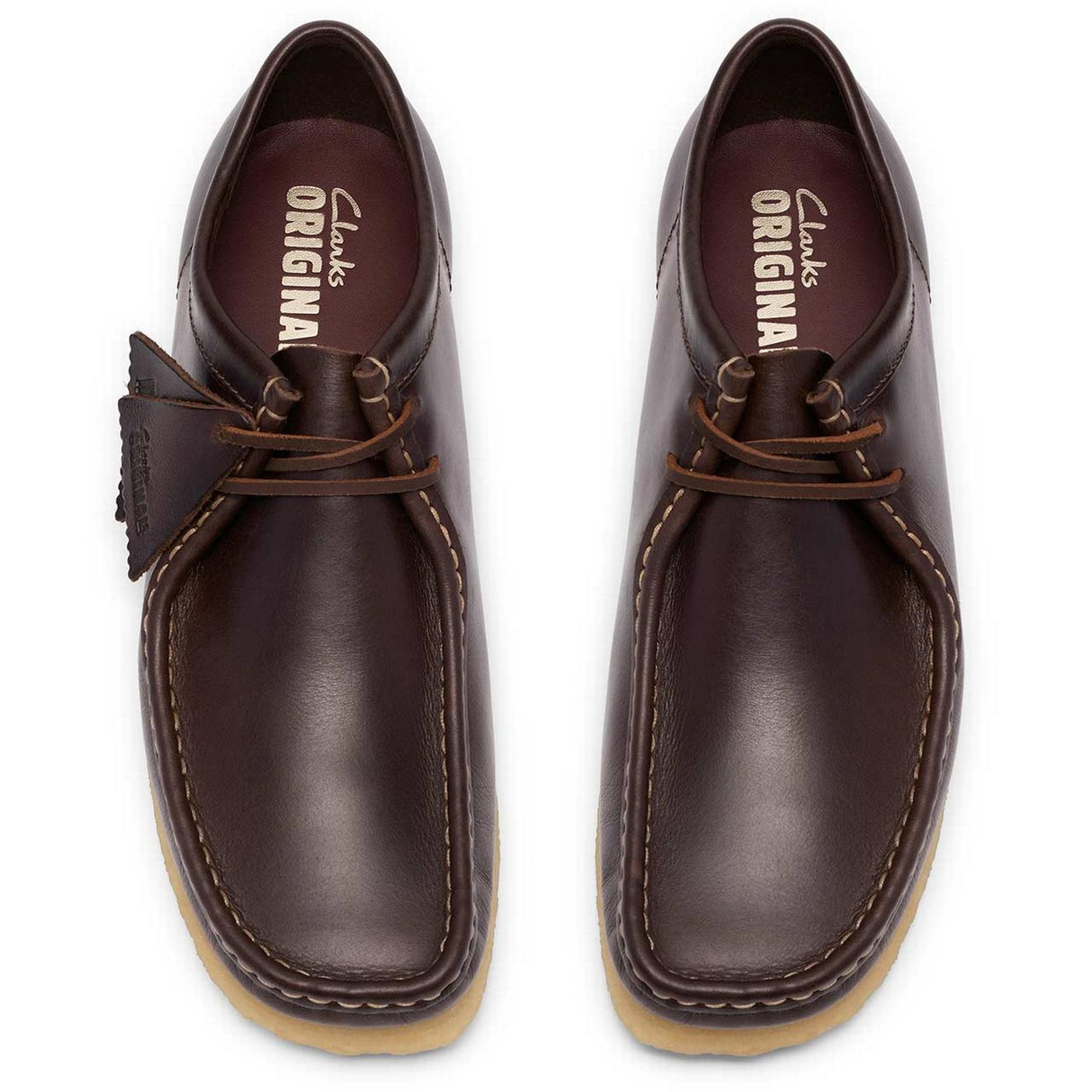 Clarks Originals Wallabee Leather Moccasin Shoes in Dark Brown