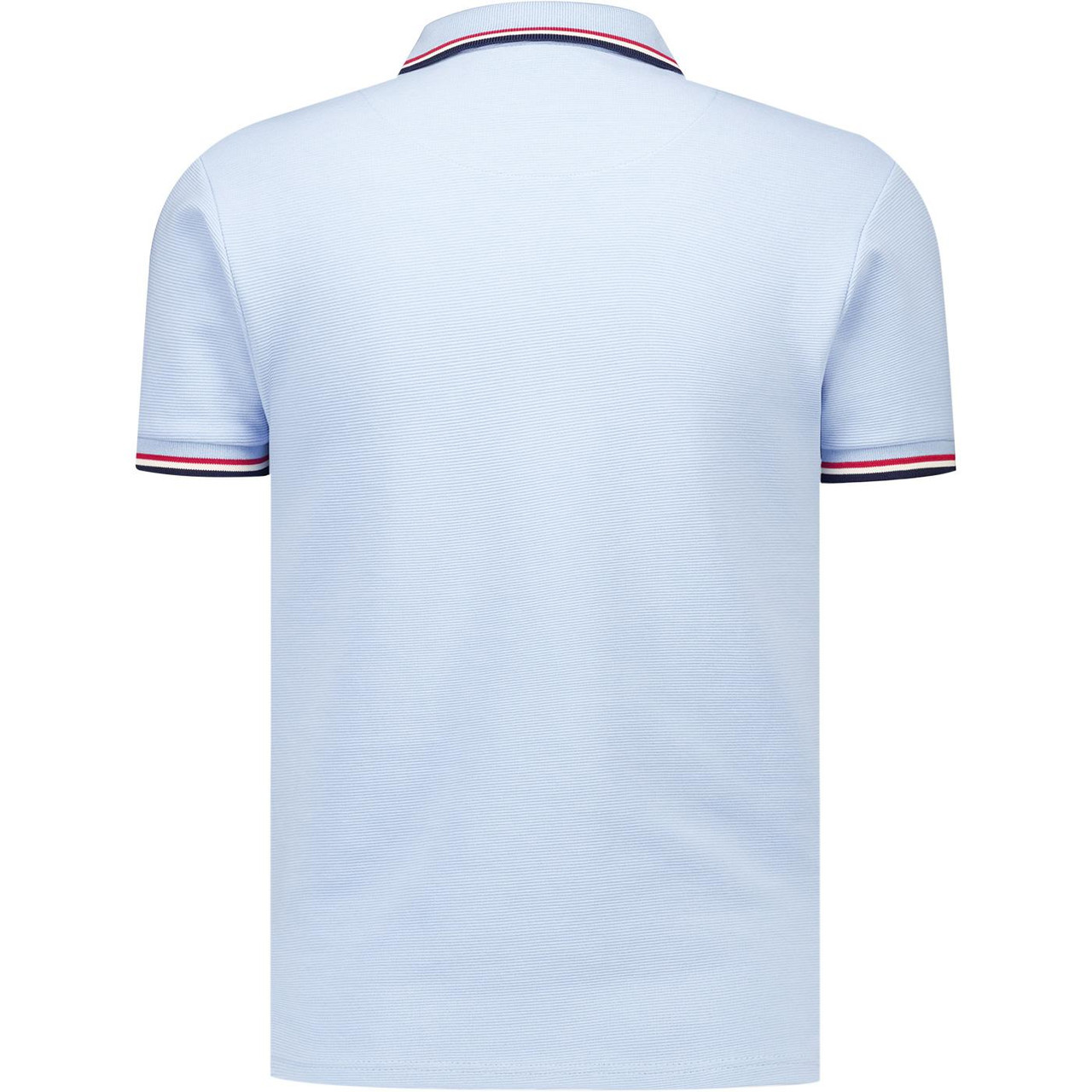Trojan Ottoman Rib Mod Tipped Zip Neck Polo in Powder Blue