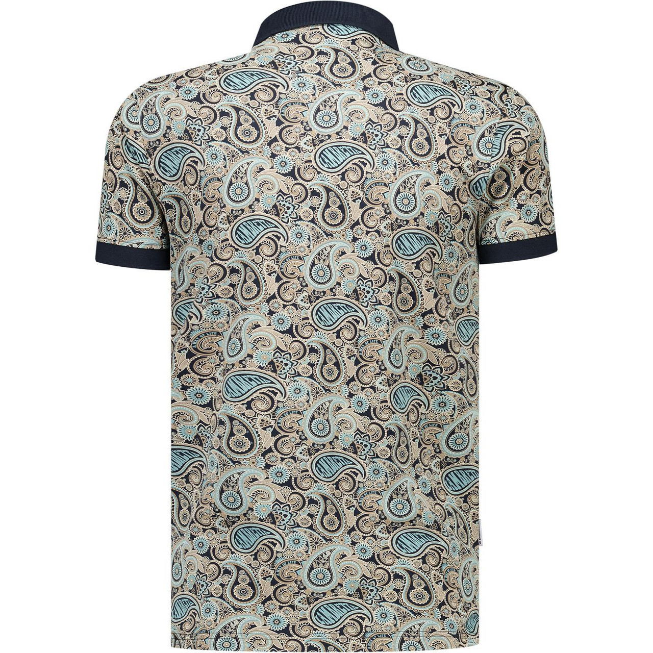 Lambretta Paisley Retro 60s Polo Shirt in Navy/Cameo