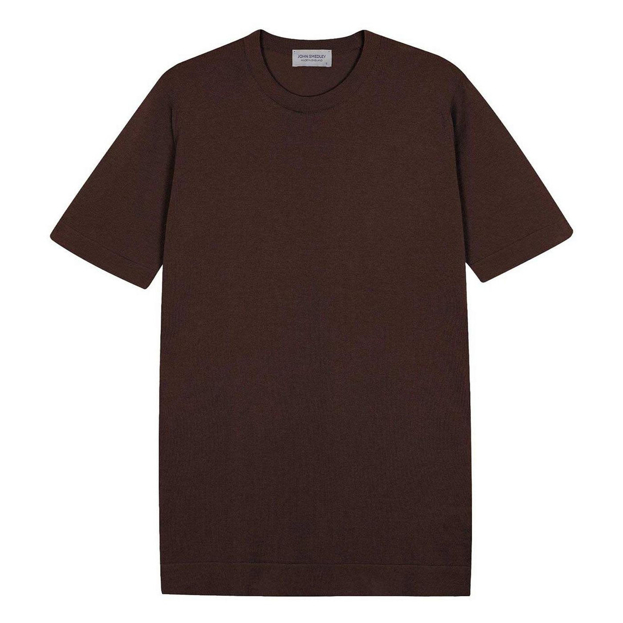 こ*う様 JOHN SMEDLEY ブラウン ニットTシャツ Lサイズ JOHN SMEDLEY｜モックネック半袖コットンニットTシャツ | ARBER | 30G