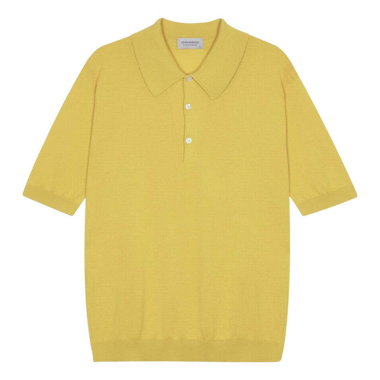 John Smedley Isis Sea Island Cotton Knitted Polo in Pollen