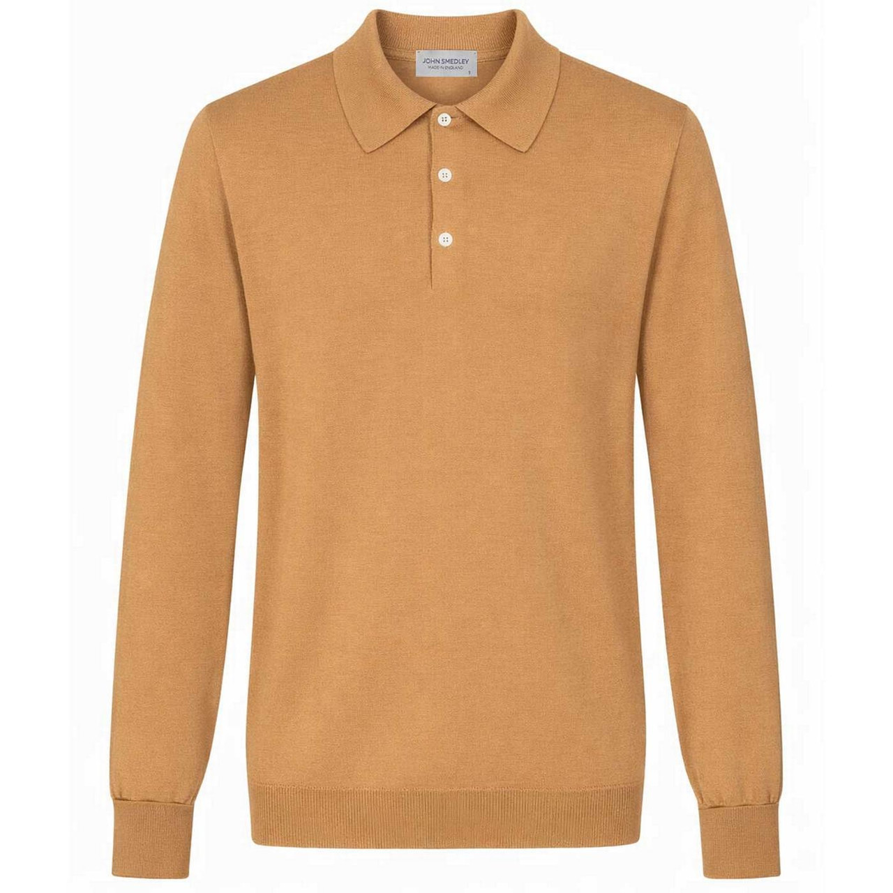 John Smedley Dorset Mod Knitted Polo Shirt in Dune