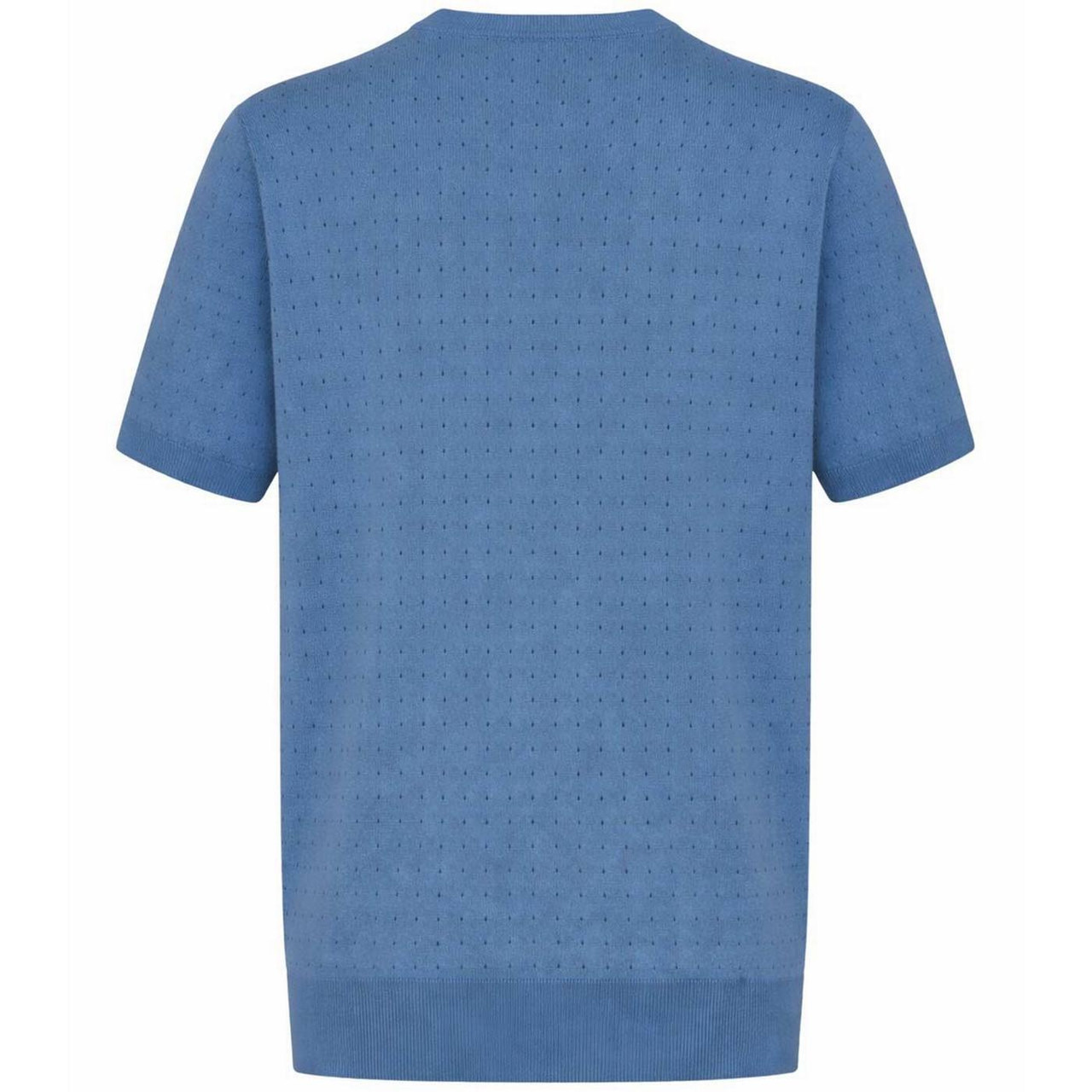 John Smedley Fabien Men's Eyelet Luxury Knitted T-shirt - Skye Blue