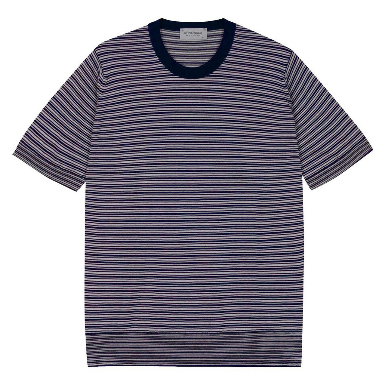 John Smedley Howick Men's Striped Knitted T-shirt in Navy