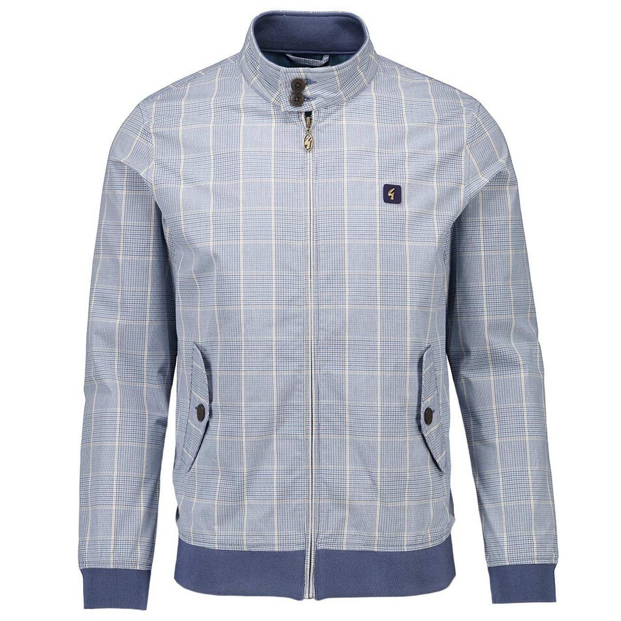 Gabicci Vintage Hadrian Check Harrington Jacket in Delft Blue