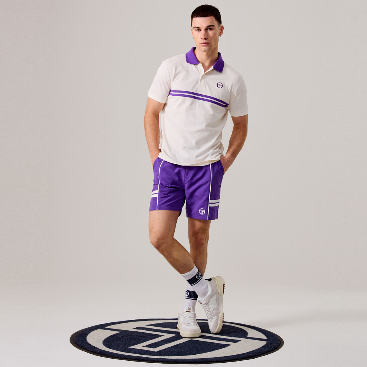 Sergio Tacchini Supermac John McEnroe 80s Polo in Gardenia/Purple