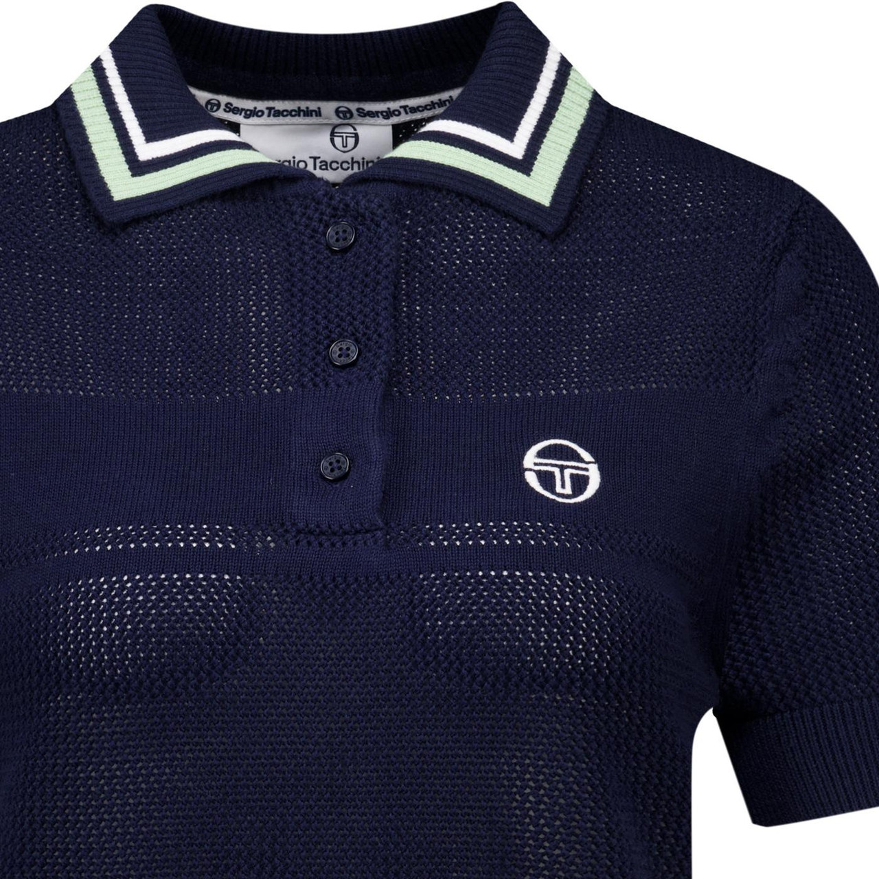 Sergio Tacchini Women's Sienna Mesh Knit Polo Top in Maritime Blue