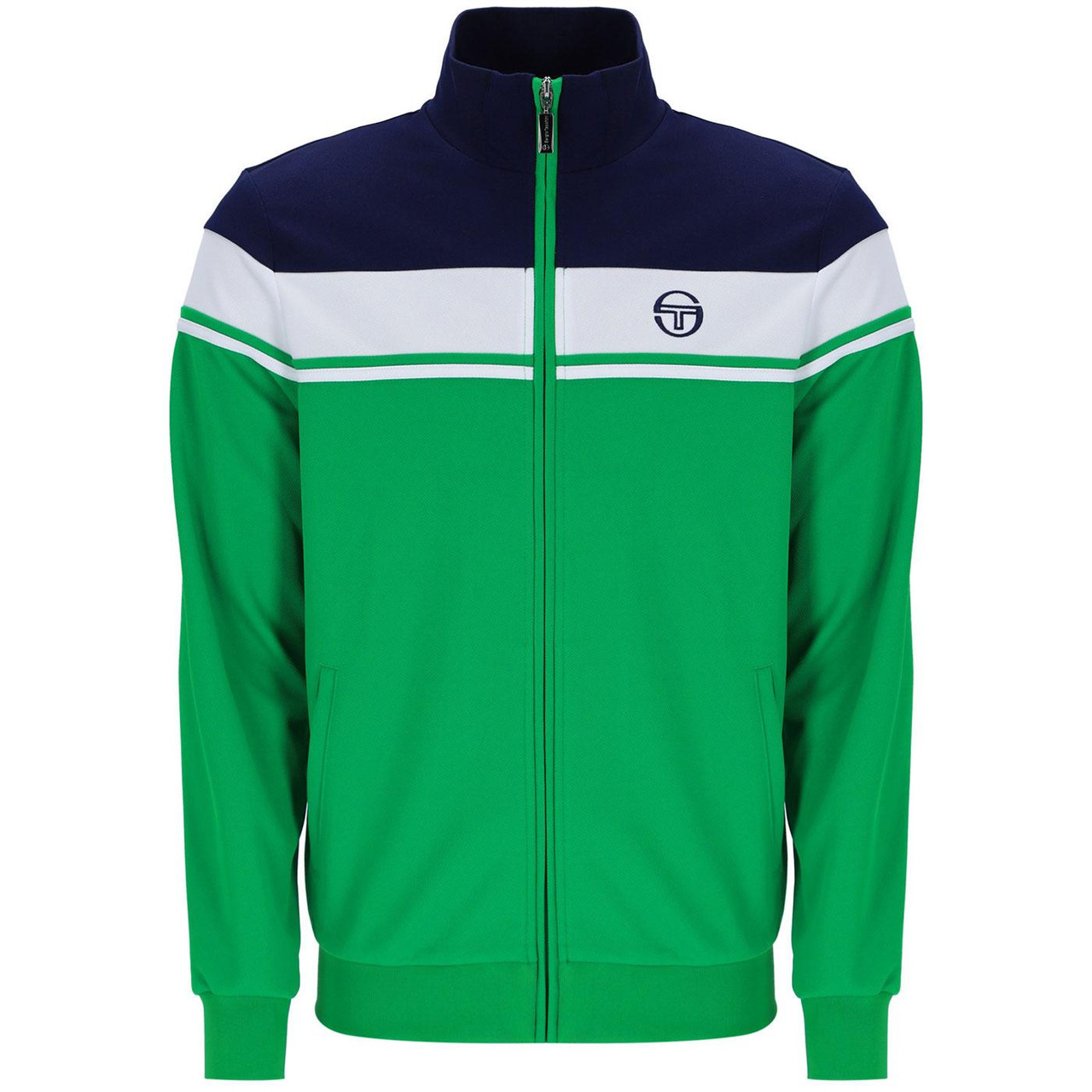 Sergio Tacchini Damarindo Retro 80s Track Top in Green/Navy