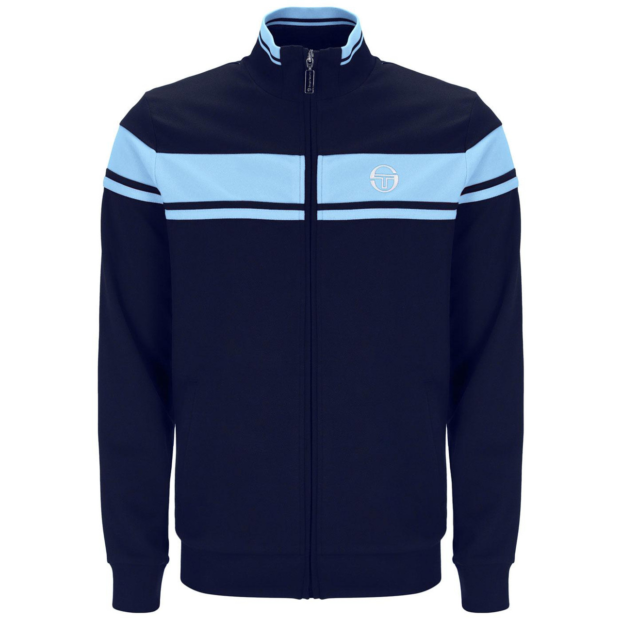 Sergio Tacchini Damarindo Retro 80s Stripe Track Top in Navy/Blue