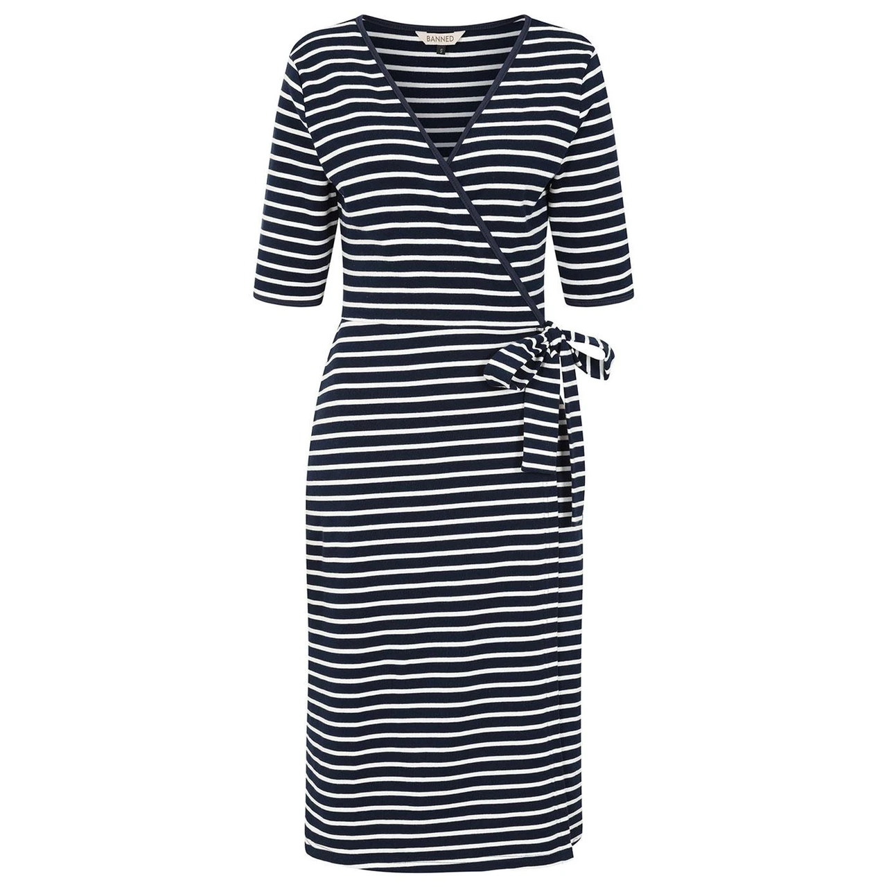 Banned Retro May Stripe 1940s Summer Wrap Dress Banned Retro May Stripe 1940s Summer Wrap Dress