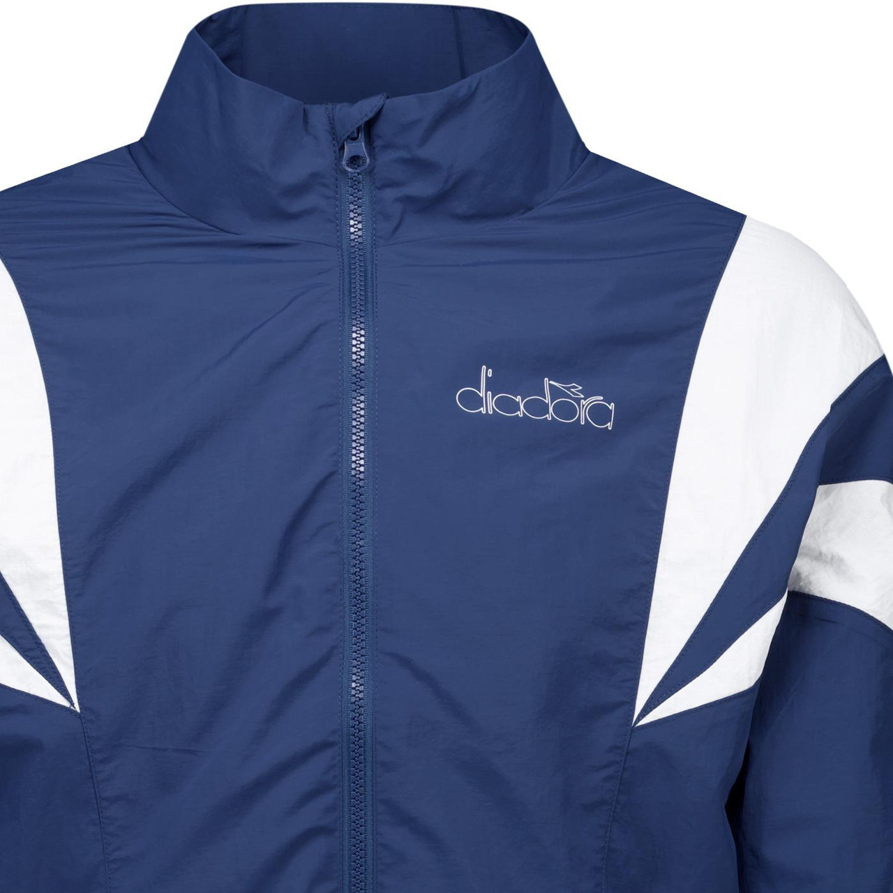 Diadora Logo Exc. I Retro 80s Ripstop Nylon Track Top in Navy Peony