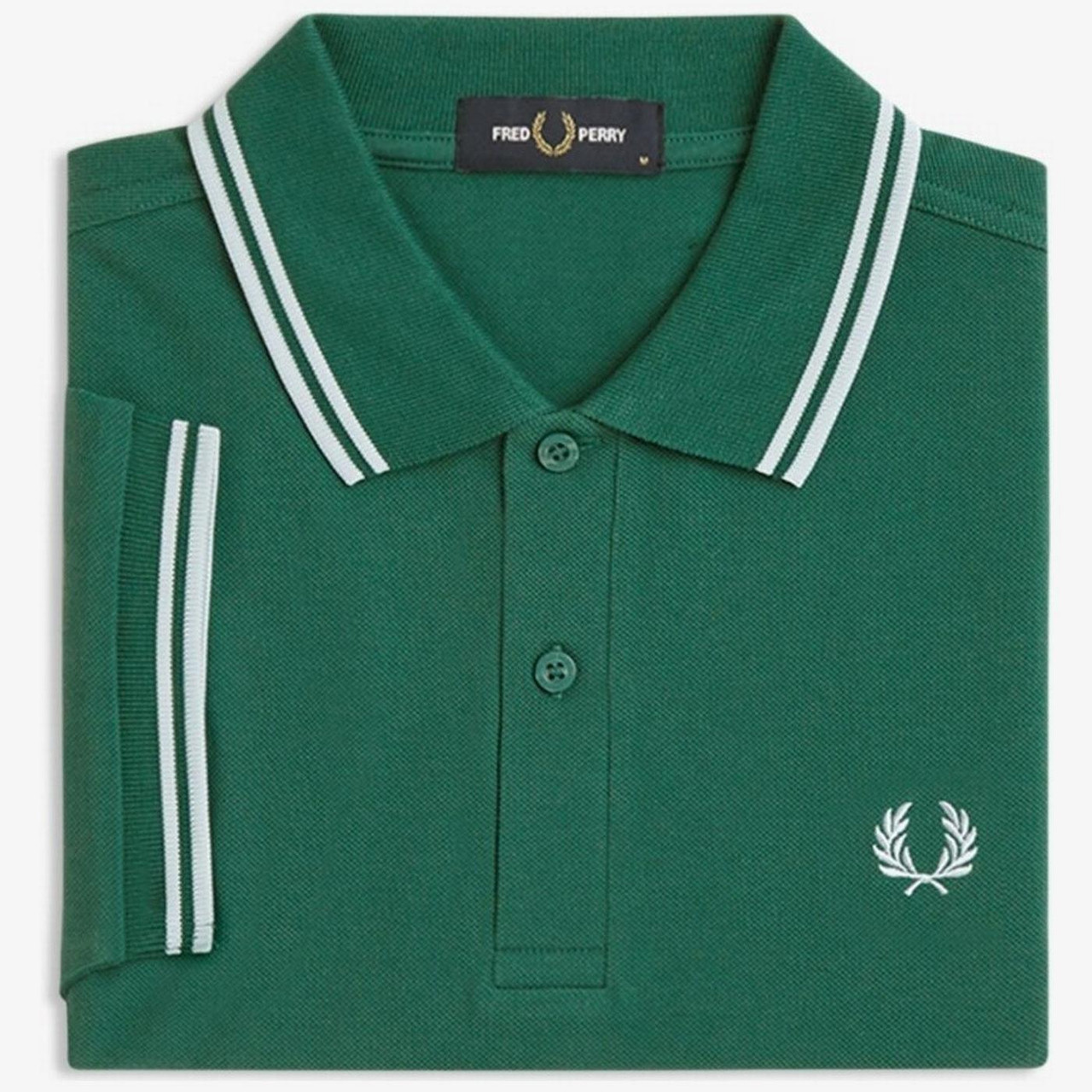 Fred Perry M3600 Mod Twin Tipped Polo Shirt in Sport Green/Light Ice