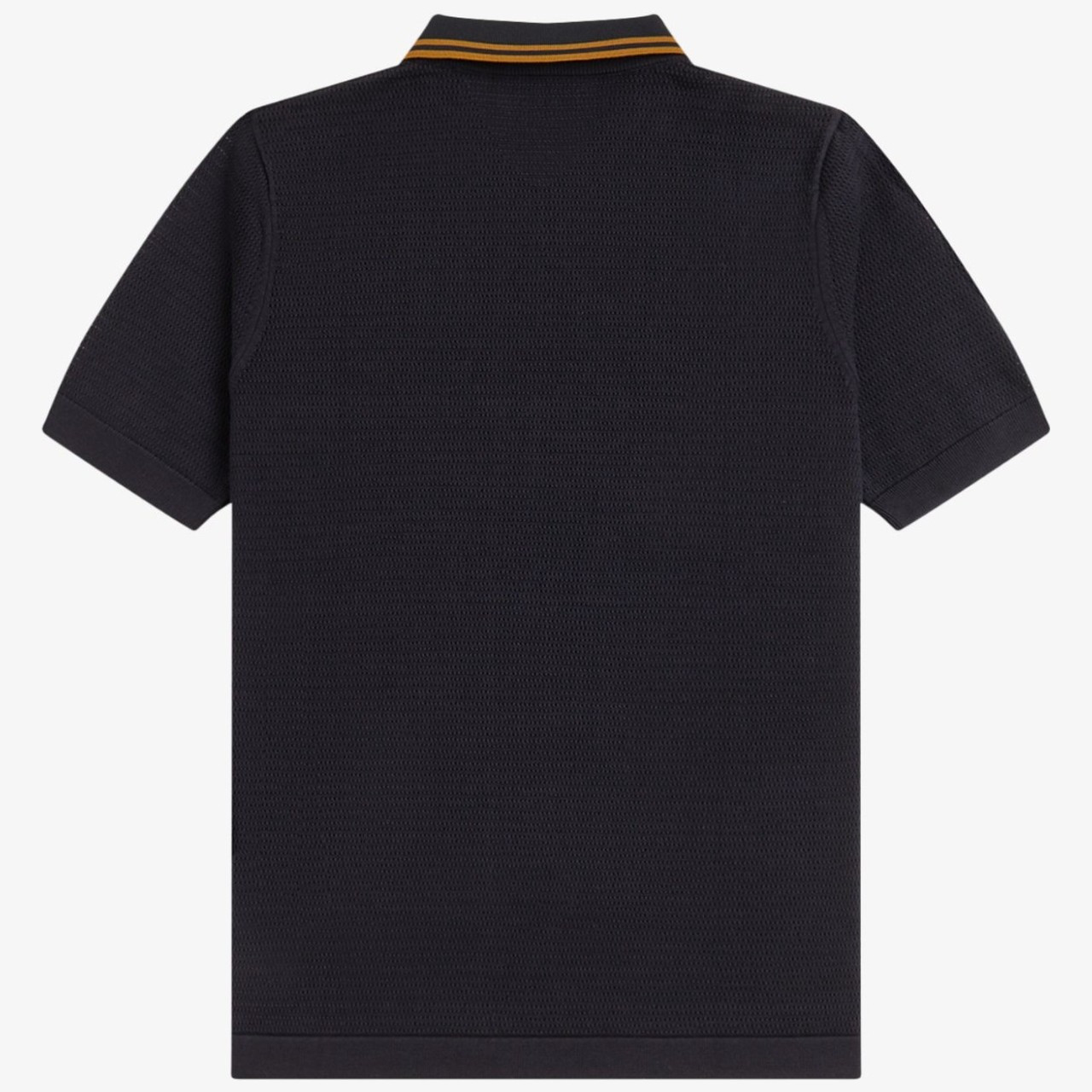 Fred Perry Pointelle Knit Trophy Neck Polo Shirt in Black