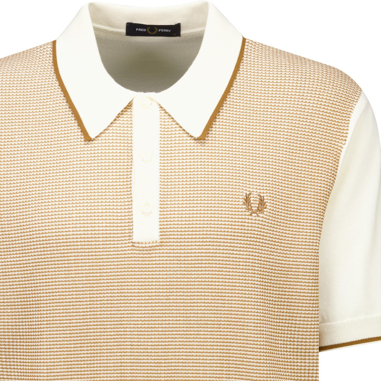 Fred Perry Retro Mod Tonic Waffle Knitted Polo Shirt in Ecru