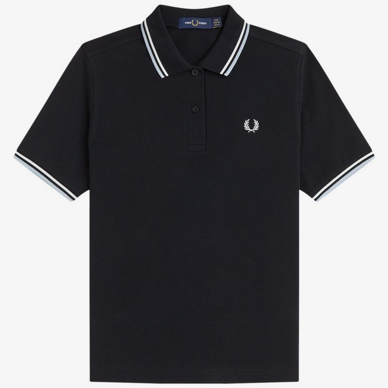Fred Perry G3600 Women's Twin Tipped Polo in Black/White/Blue