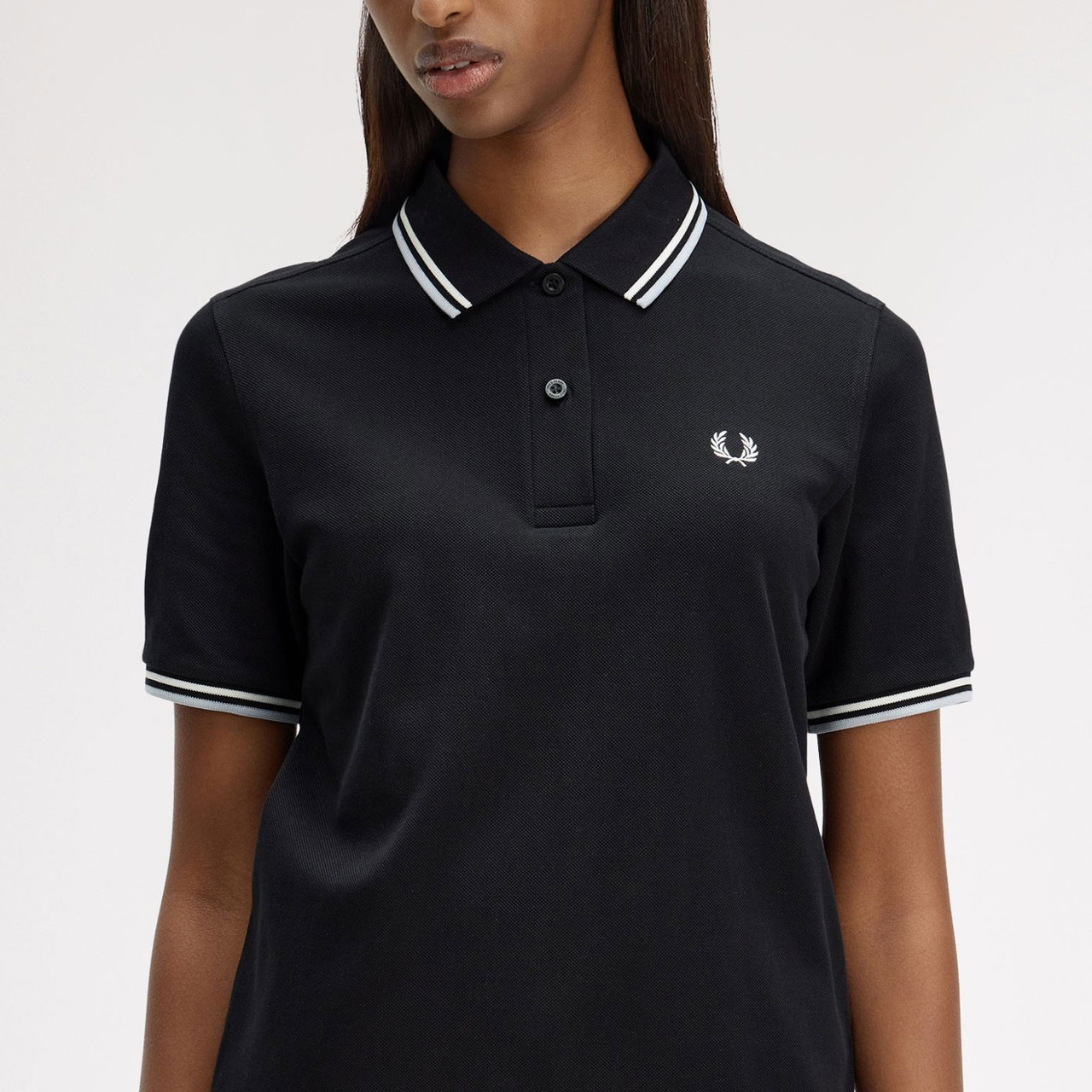 トップス FRED PERRY:G3600 TWIN TIPPED SHIRTS Fred Perry G3600 Women's Twin Tipped Polo in Black/White/Blue