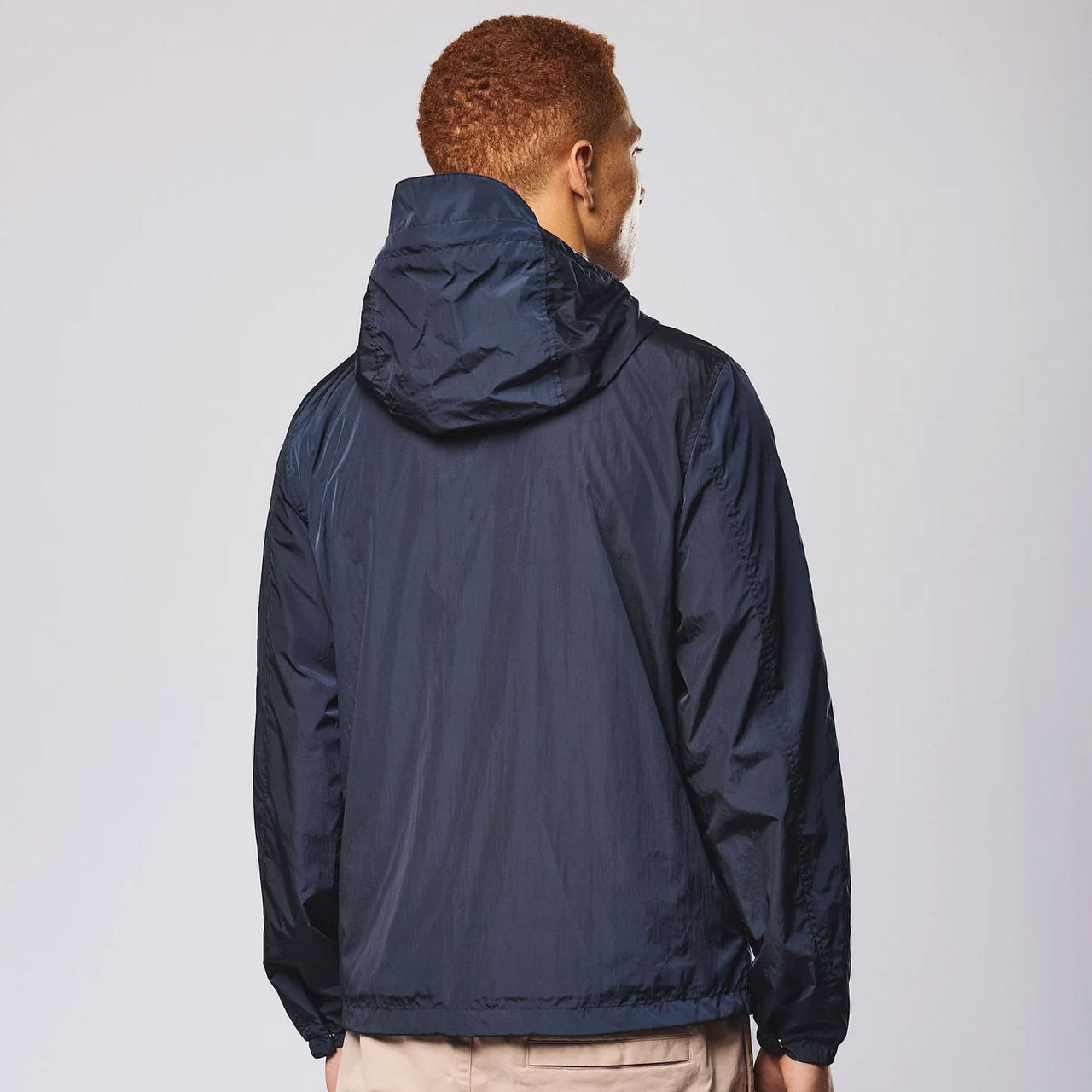 Weekend Offender Campania Retro Check Trim Windbreaker Jacket in Navy